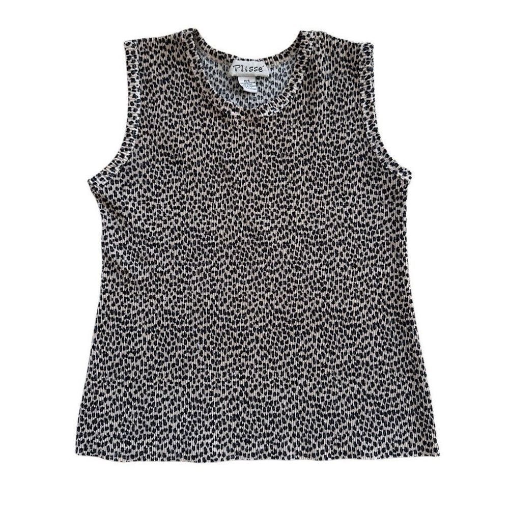 Vintage 90’s Plisse pleat cheetah tank top sz S